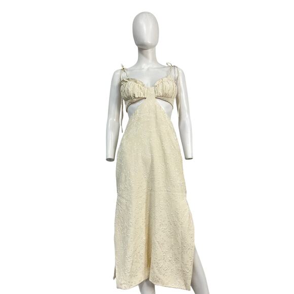 Lpa 'Robin' Cream Polyester Midi Dress Size S - Picture 2 of 5